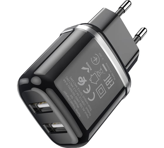 Сетевое зарядное устройство Hoco n4, 2хusb-а, 2.4а, черный 23753-N4BK