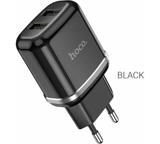Сетевое зарядное устройство Hoco n4, 2хusb-а, 2.4а, черный 23753-N4BK