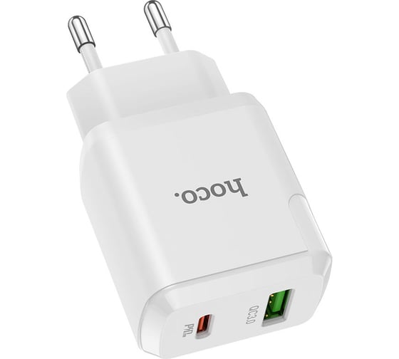 Сетевое зарядное устройство Hoco n5, pd20w+qc3.0, 1хusb-а,1хtypе-с, 3а +кабель type-c- lightning, 1 м, белый 23753-N5IW