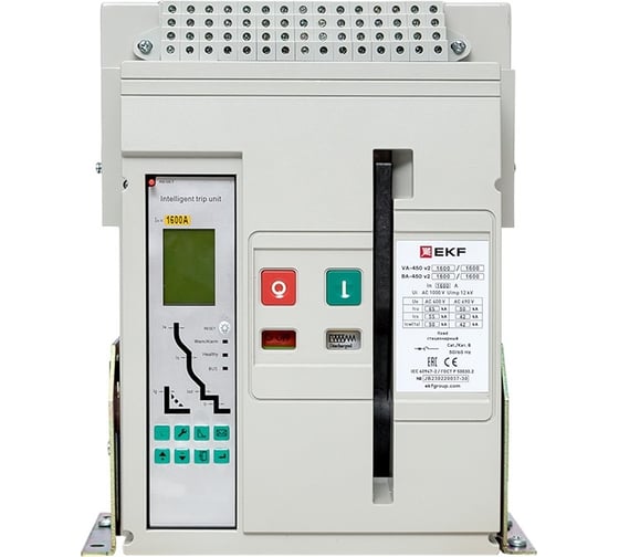 Автоматический выключатель EKF ВА-450 1600/630А 3P 65кА стационарный v2 mccb450-1600-630-v2