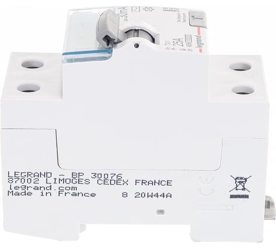 Выключатель Legrand дифференциального тока TX³ 2П 25 А тип AC 30 мА 2 модуля 403000