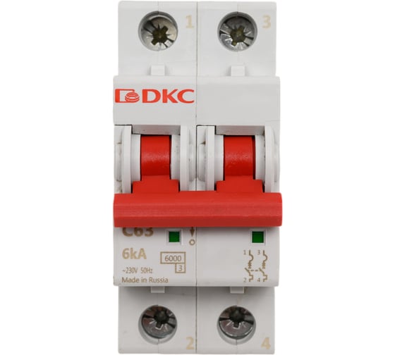 Автоматический модульный выключатель DKC yon md63 2p 63а c 6ka MD63-2C63-6