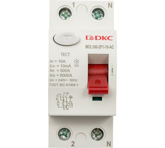 Устройство защитного отключения DKC узо вдт yon max mdl100, 2p, 10ma, 16a, тип ас MDL100-2P1-16-AC