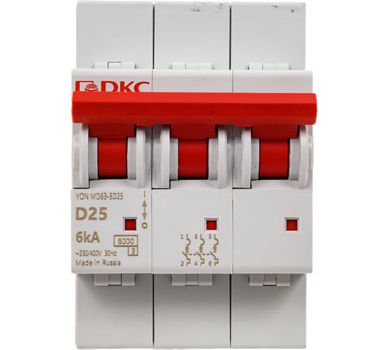 Автоматический модульный выключатель DKC yon md63 3p 25а d 6ka MD63-3D25-6