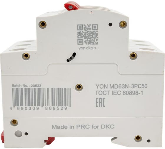 Автоматический модульный выключатель DKC yon md63n 3p 50a c 6ka MD63N-3PC50