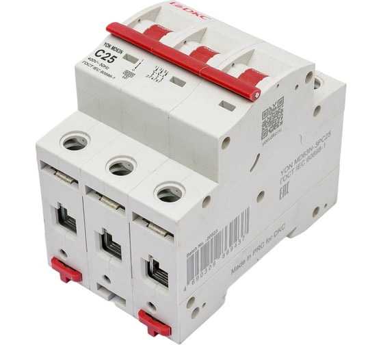 Автоматический модульный выключатель DKC yon md63n 3p 25a c 6ka MD63N-3PC25
