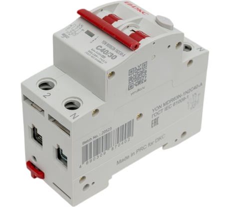 Автоматический выключатель дифференциального тока DKC авдт yon mdr63n 1p+n 40a c 30ma 6ka тип a MDR63N-1N2C40-A