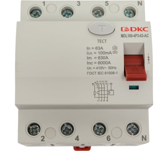 Устройство защитного отключения DKC узо вдт yon max mdl100, 4p, 100ma, 63a,тип ас MDL100-4P3-63-AC