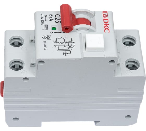 Автоматический выключатель дифференциального тока DKC авдт yon mdr63 1p+n 25a c 30ma 6ka тип a MDR63-22C25-A