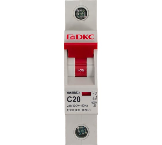Автоматический модульный выключатель DKC yon md63n 1p 20a c 6ka MD63N-1PC20