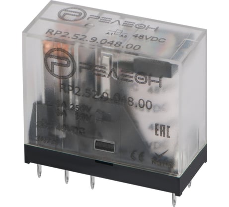 Миниатюрное промежуточное реле РЕЛЕОН 2 перекидных контакта 5А;= 48В DC; RP252904800