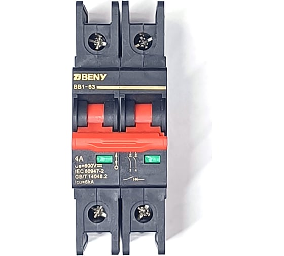 Автоматический выключатель постоянного тока ZJBeny 2П 4А В 600V характеристика В, BB1-63 2P 4 600V 1