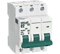 Автоматический выключатель (АВ) DEKraft ВА-103, 3 Р, 2 А, хар-ка C, 6 кА 12297DEK
