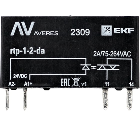Твердотельное однофазное реле EKF RTP 2 А, для разъема РM slim 23/1 rtp-1-2-da