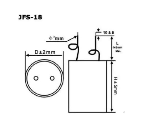 Пусковой конденсатор JB Capacitors 12 мкФ, 450 В, 35x65, jfs-18 (гибкие выводы), JFS18A6126J000000B-82