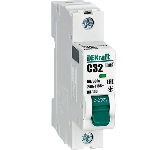 Автоматический выключатель DEKraft ВА-103 1Р, 32А, характеристика C, 6кА 12276DEK 1