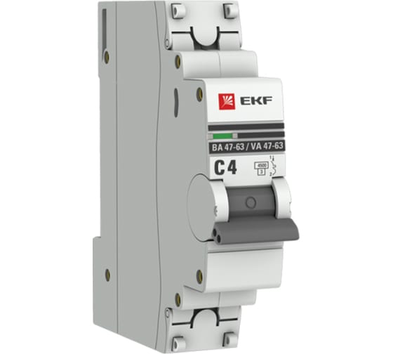 Автоматический выключатель EKF 1P 4А (C) 4,5kA ВА 47-63 PROxima mcb4763-1-04C-pro 1