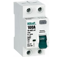 Выключатель дифференциального тока (ВДТ) Dekraft УЗО-03, 2 P, 100 A, 30 мА, тип A, 6 кА 14267DEK