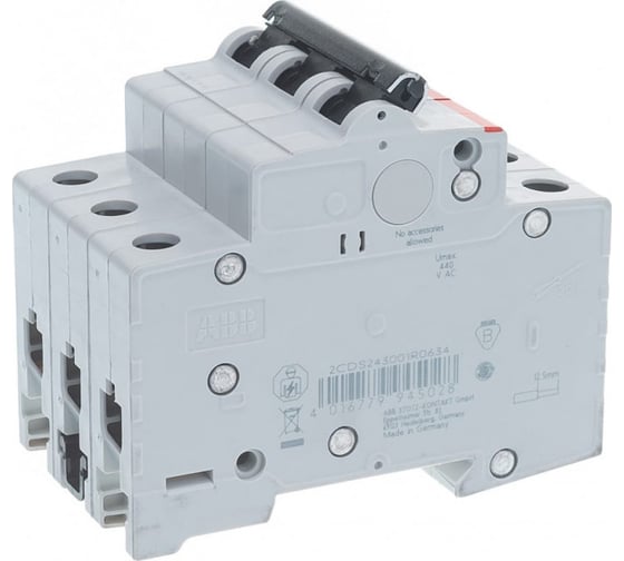 Автоматический выключатель ABB 3-полюсный SH203L C63* 2CDS243001R0634