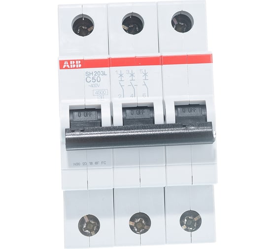 Автоматический выключатель ABB трехполюсный 50А С SH203L 4.5кА 2CDS243001R0504 1