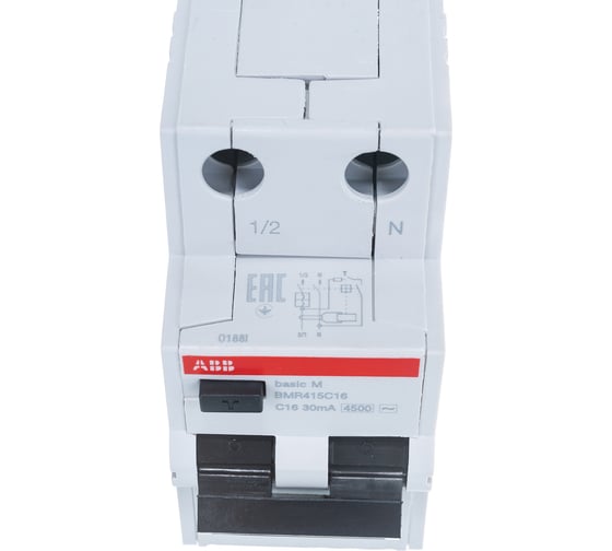 Автоматический выключатель дифференциального тока ABB 1P+N 16А C4.5kA30мA AC BMR415C16 2CSR645041R1164