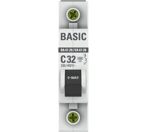 Автоматический выключатель EKF 1P 32А (C) 4,5кА ВА 47-29 Basic mcb4729-1-32C