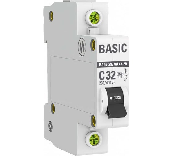 Автоматический выключатель EKF 1P 32А (C) 4,5кА ВА 47-29 Basic mcb4729-1-32C
