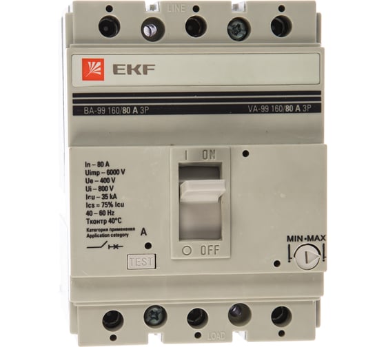Автоматический выключатель EKF ВА-99/160 80А 3ф 35кА РЭ800А mccb99-160-80