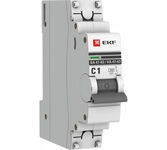 Автоматический выключатель EKF 1P 1А (C) 4,5kA ВА 47-63 PROxima mcb4763-1-01C-pro