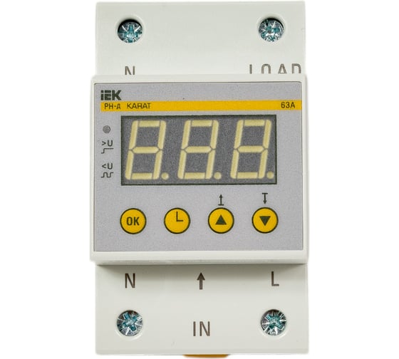 Однофазное реле напряжения IEK рн-д 54мм 63а IVR31-1-63