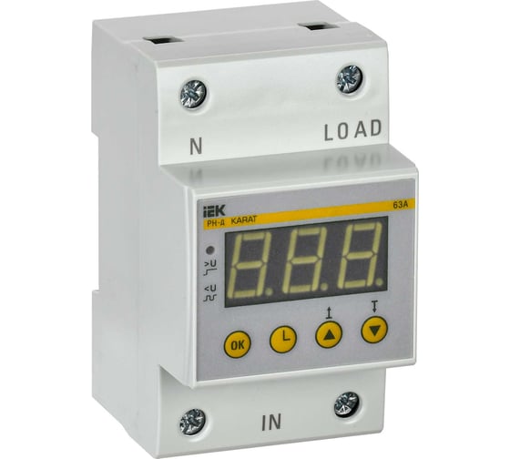 Однофазное реле напряжения IEK рн-д 54мм 63а IVR31-1-63