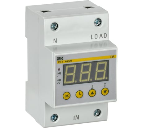 Однофазное реле напряжения IEK рн-д 54мм 40а IVR31-1-40