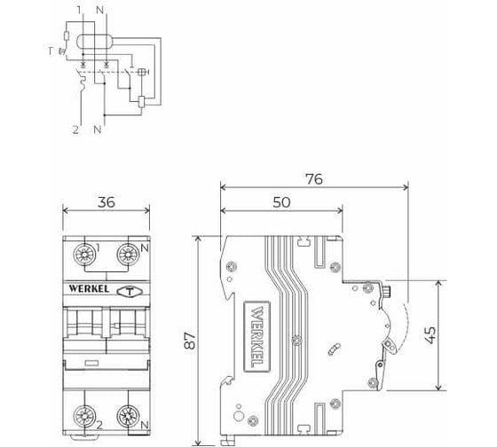 Дифференциальный автомат WERKEL 1p+n 40 a 30 ma 6 ka c a w922p164 a065619