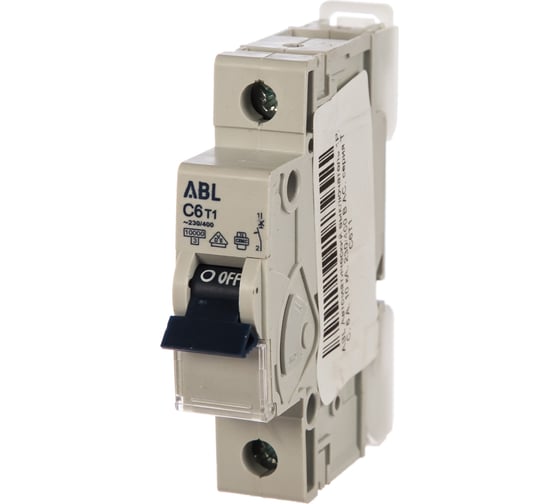 Автоматический выключатель ABL 1P, C, 6 A, 10 кА, 230/400 В AC, серия Т C6T1