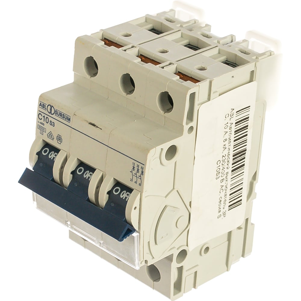 Автоматический выключатель ABL 3P, C, 10 A, 6 кА, 230/400 В AC, серия S ...