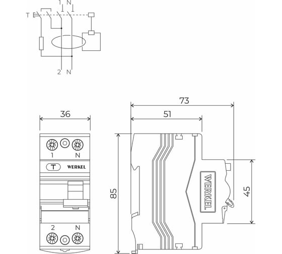 Устройство защитного отключения WERKEL 1p+n 40 а 100 ma ac 6 ka w812p404 a065610