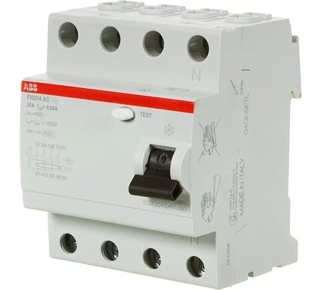 Выключатель дифференциального тока ABB УЗО 4п 25А 30мА FH204 АС 2CSF204004R1250