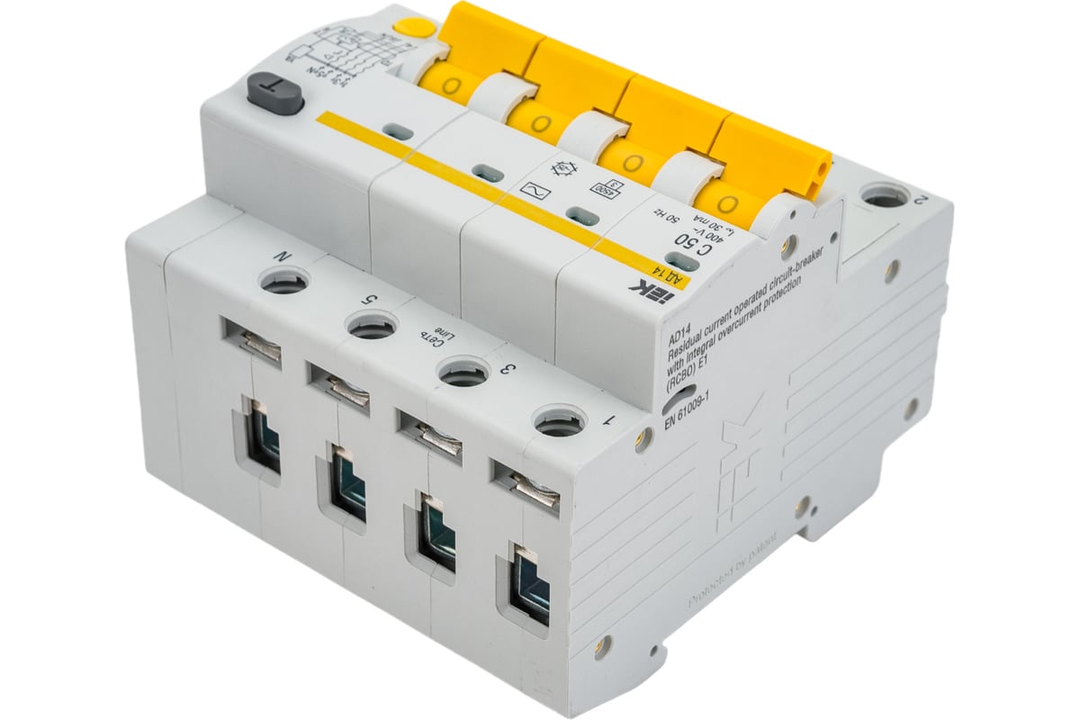 Автоматический дифференциальный выключатель тока IEK 4п 7.5мод. C 50A .