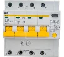 Автоматический дифференциальный выключатель тока IEK 4п 7.5мод. C 50A 30mA тип AC 4.5kA АД-14 ИЭК MAD10-4-050-C-030 15164945