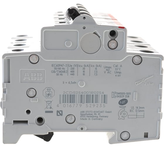 Автоматический выключатель ABB S204 4P 25A 6kA 2CDS254001R0254