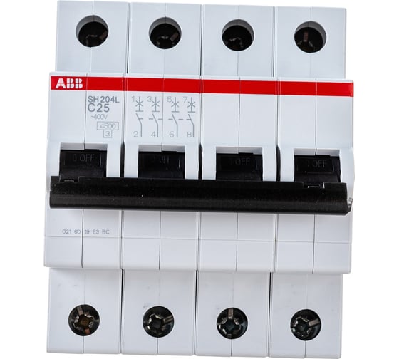 Автоматический выключатель ABB SH204L 4P 25А 4,5kA 2CDS244001R0254
