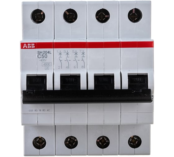 Автоматический выключатель ABB 4-полюсной SH204L C50 2CDS244001R0504