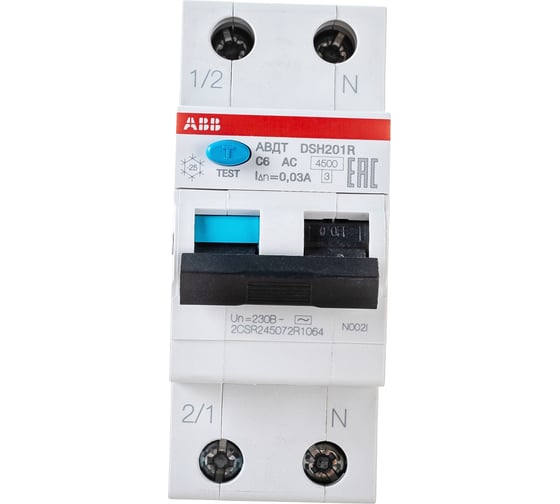 Автоматический выключатель дифференциального тока ABB DSH201R C6 AC30 2CSR245072R1064