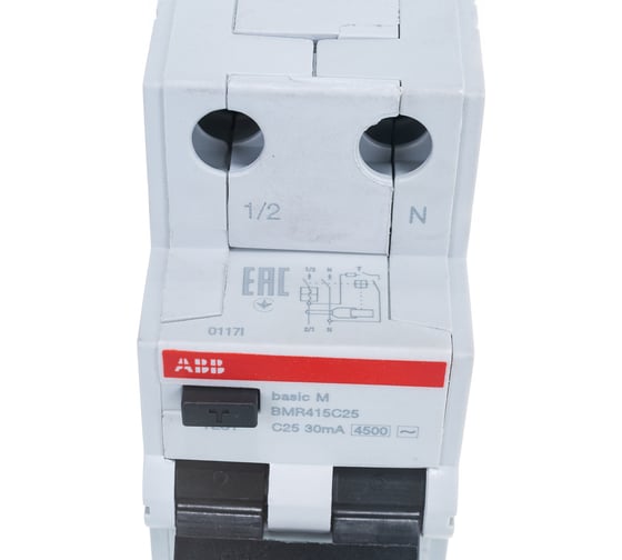 Автоматический выключатель дифференциального тока ABB Basic M АВДТ, 1P+N, 25А, C, 30мA, AC, BMR415C25 2CSR645041R1254