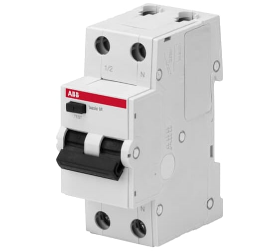 Автоматический выключатель дифференциального тока ABB Basic M АВДТ, 1P+N, 6А, C, 30мA, AC, BMR415C06 2CSR645041R1064 1