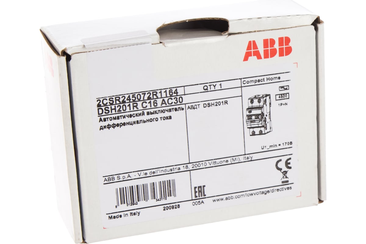  выключатель дифференциального тока ABB DSH201R C16 AC30 .