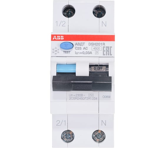 Автоматический выключатель дифференциального тока ABB DSH201R C25 AC30 2CSR245072R1254