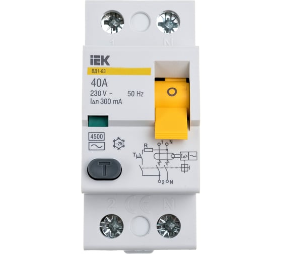 УЗО IEK 2п 40А 300мА ВД1-63 АС ИЭК MDV10-2-040-300