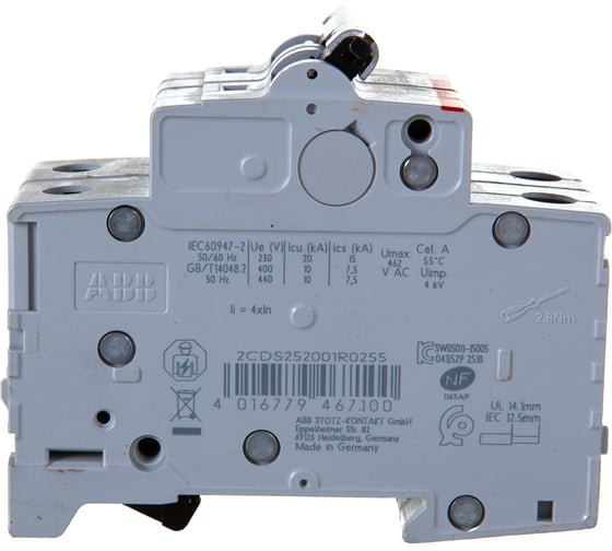 Автоматический выключатель ABB 2-полюсный S202 B25 2CDS252001R0255