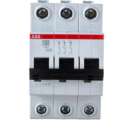Автоматический выключатель ABB 3-полюсный S203С 80 6кА 2CDS253001R0804